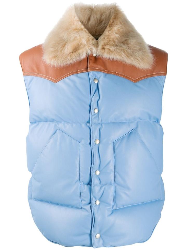 Loewe Fur Collar Gilet - Blue
