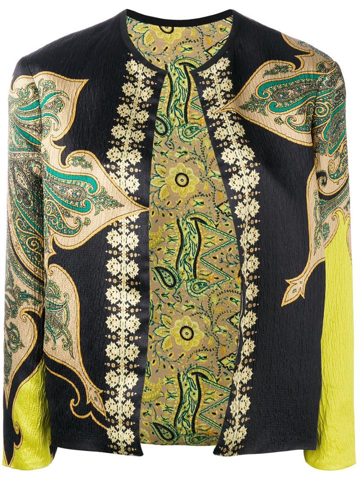 Etro Paisley Print Jacket, Women's, Size: 44, Black, Silk/spandex/elastane/viscose