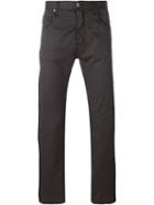 Armani Jeans Trim Detail Straight Leg Trousers, Men's, Size: 40, Black, Cotton
