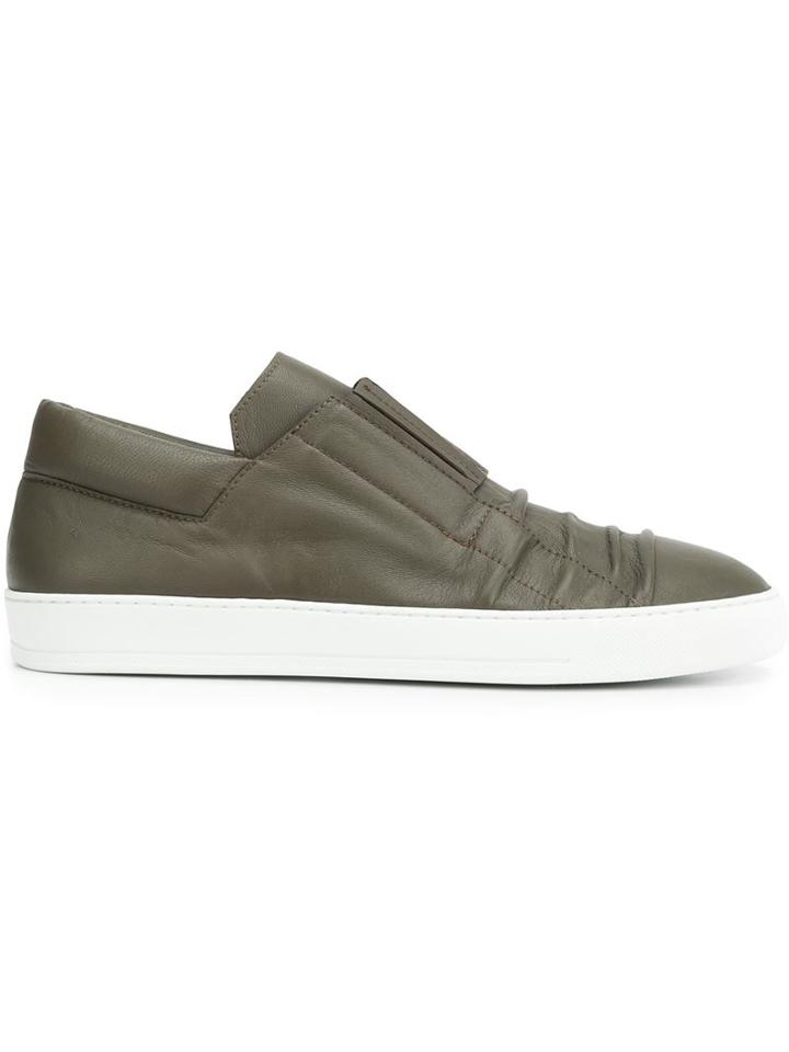 Alexandre Plokhov Creased Low-top Sneakers, Men's, Size: 45, Green, Rubber/leather