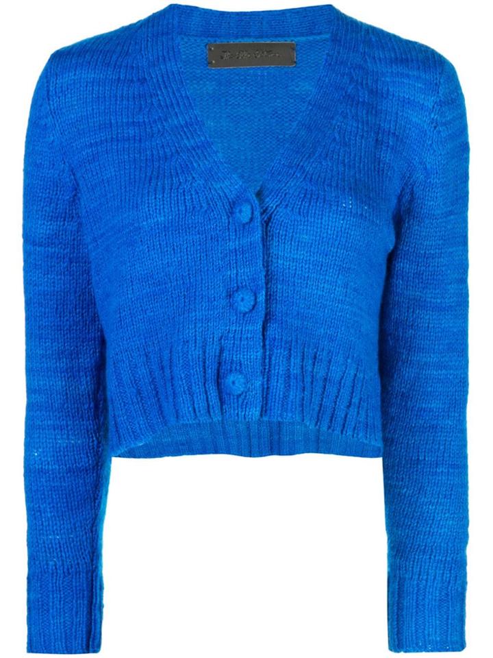 The Elder Statesman Cropped V-neck Cardigan - Blue