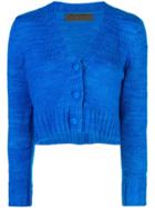 The Elder Statesman Cropped V-neck Cardigan - Blue