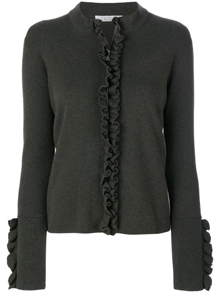 D.exterior Ruffled Detailed Zipped Cardigan - Brown