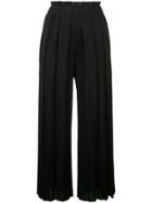 Pleats Please By Issey Miyake Cropped Micro-pleated Trousers - Black