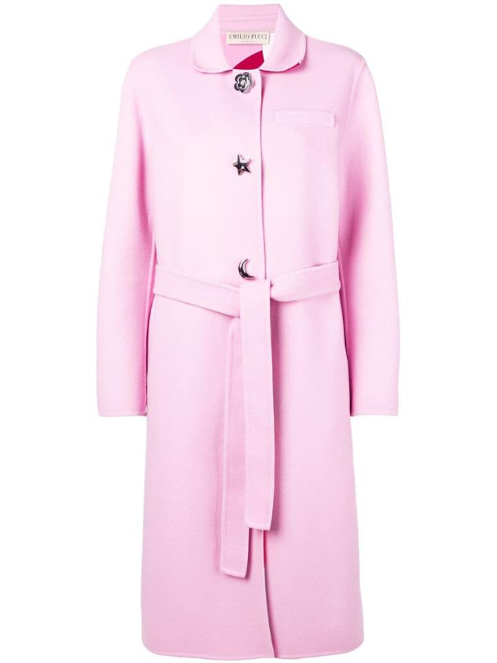 Emilio Pucci Pink Shaped Button Wool Coat