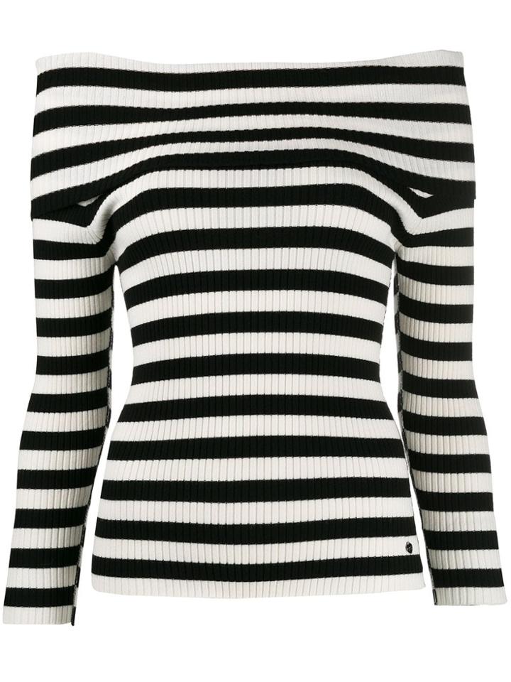 Twin-set Striped Off Shoulder Jumper - Black