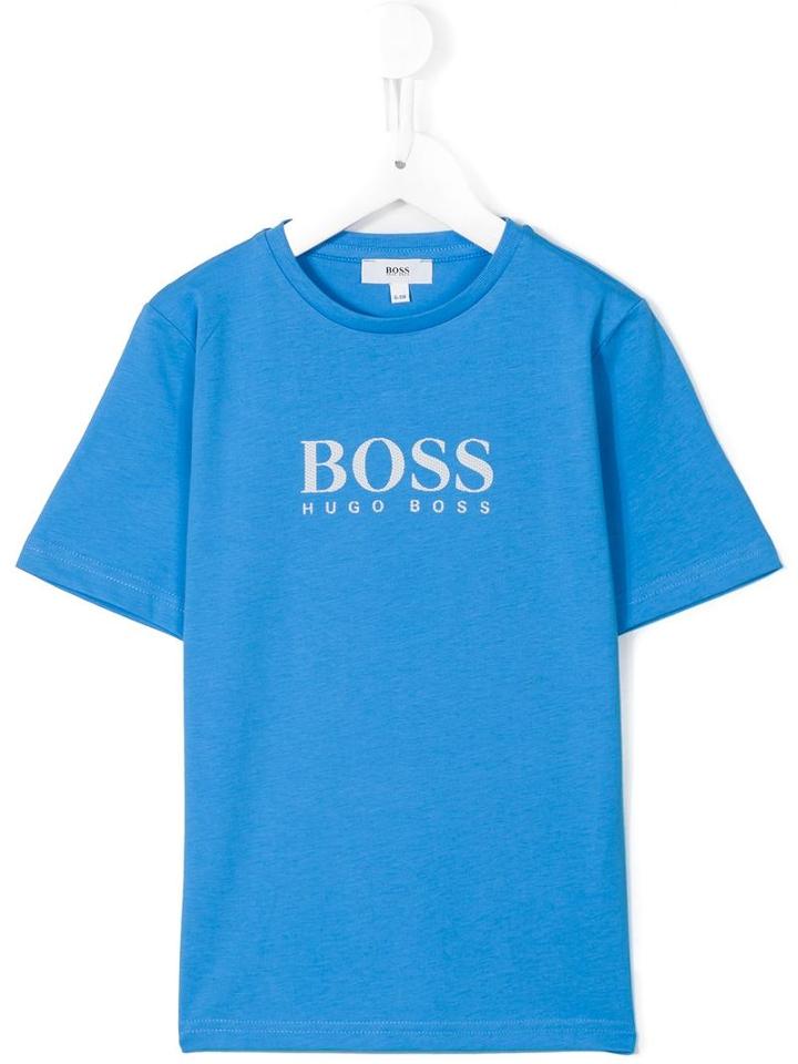 Boss Kids Logo Print T-shirt, Boy's, Size: 12 Yrs, Blue