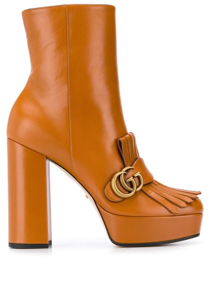 Gucci Fringe Platform Ankle Boots - Brown