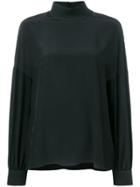 Fendi Ff Logo Trim Silk Shirt - Black