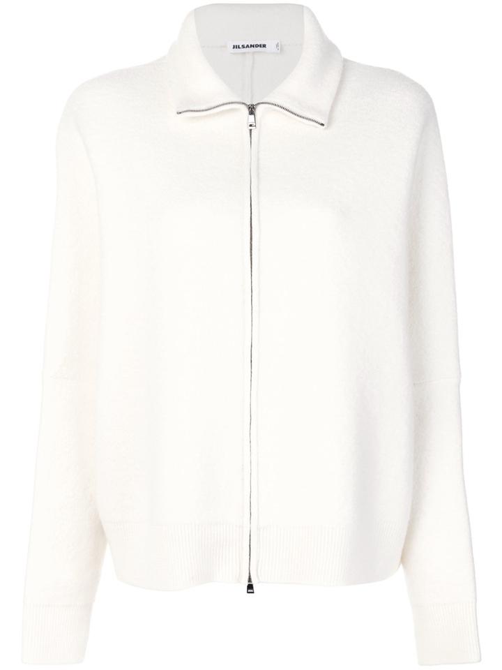 Jil Sander Zip Front High Neck Cardigan - Nude & Neutrals