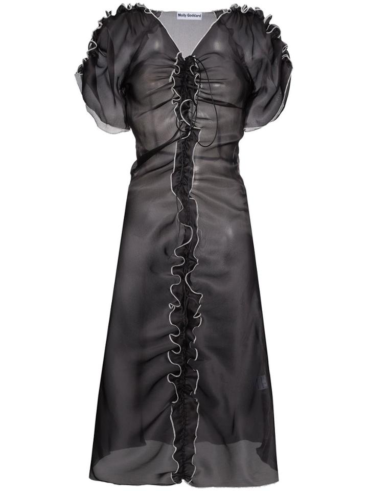 Molly Goddard Erin Ruffle Silk Organza Dress - Black