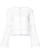 Derek Lam 10 Crosby Long Sleeve Boxy Top With Ties - White