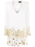 Elisabetta Franchi Star Sequinned Mini Dress - White
