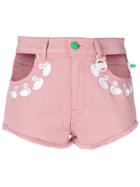 Gcds Embroidered Flamingos Denim Shorts - Pink & Purple