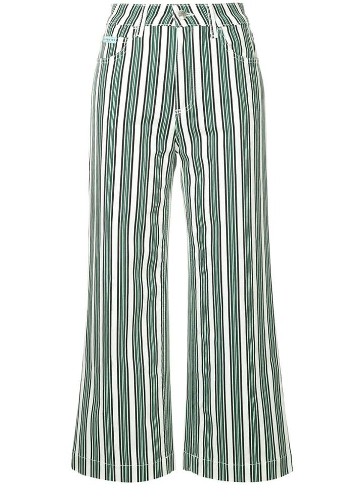 Alexa Chung Striped Cropped Trousers - Green