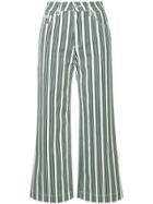 Alexa Chung Striped Cropped Trousers - Green