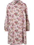 Comme Des Garçons Floral Print Mid Coat, Women's, Size: Xs, Pink/purple, Acrylic/rayon/cotton