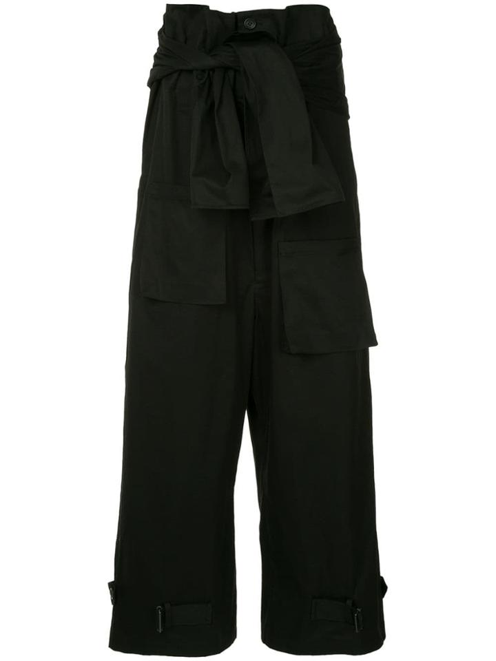 Yohji Yamamoto Tied Paperbag Waist Trousers - Black