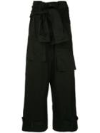 Yohji Yamamoto Tied Paperbag Waist Trousers - Black
