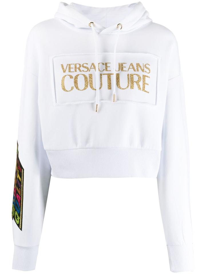Versace Jeans Couture Quantity Quality Cropped Hoodie - White