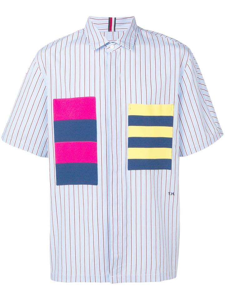Tommy Hilfiger Striped Shortsleeved Shirt - Blue