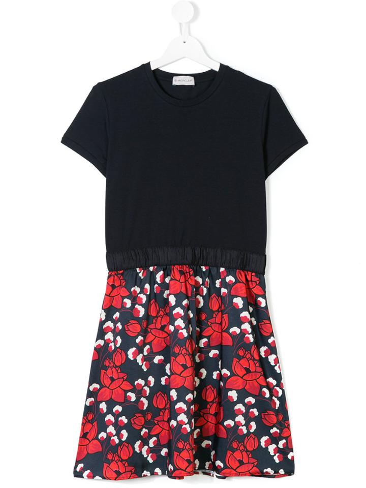 Moncler Kids Floral Print Dress - Blue