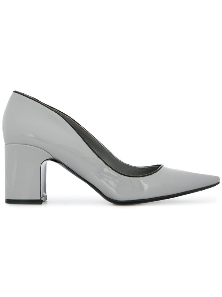 Fabrizio Viti Chunky Heel Piped Opening Pumps - Grey