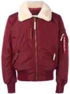 Alpha Industries Thick Lapels Bomber Jacket, Men's, Size: Medium, Red, Sheep Skin/shearling/nylon/polyester