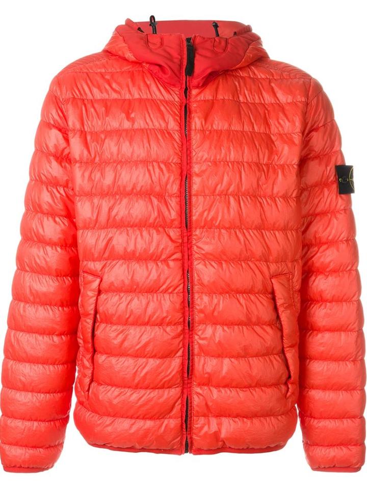 Stone Island Arm Logo Padded Jacket, Men's, Size: Xl, Red, Polyamide/polyurethane Resin/feather Down