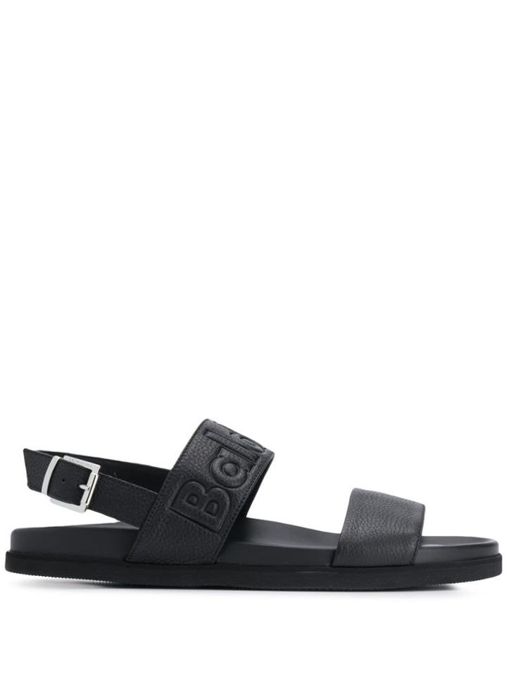 Baldinini Embossed Logo Strap Sandals - Black