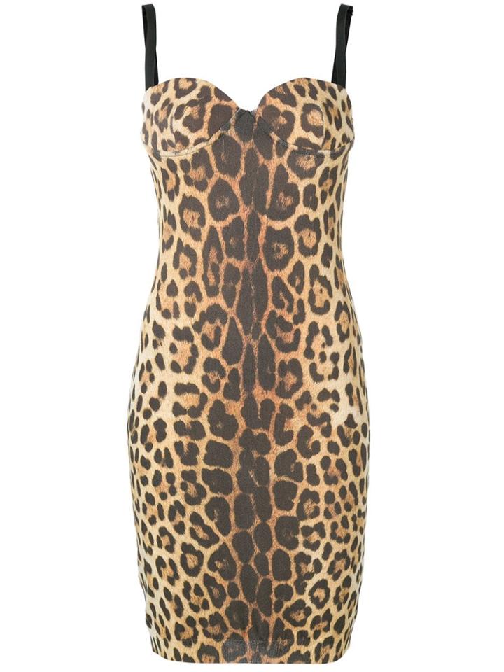 Moschino Fitted Leopard Print Dress - Brown