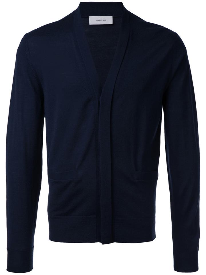 V-neck Cardigan - Men - Wool - M, Blue, Wool, Cerruti 1881