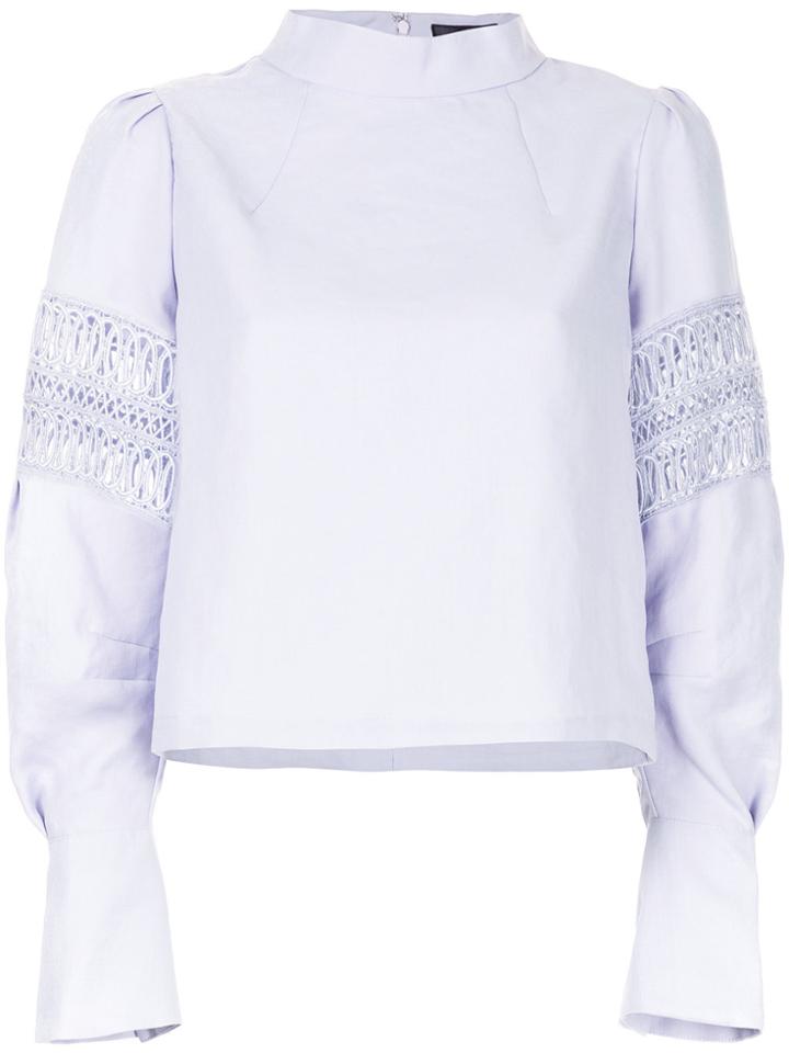 Aula Embroidered Details Blouse - Pink & Purple