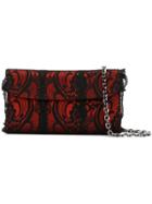 Casadei Foldover Lace Clutch Bag - Red
