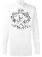 Alexander Mcqueen Skull Print Shirt, Men's, Size: 16 1/2, White, Cotton