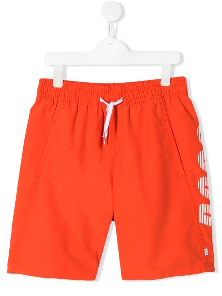 Boss Kids Logo Print Shorts - Orange