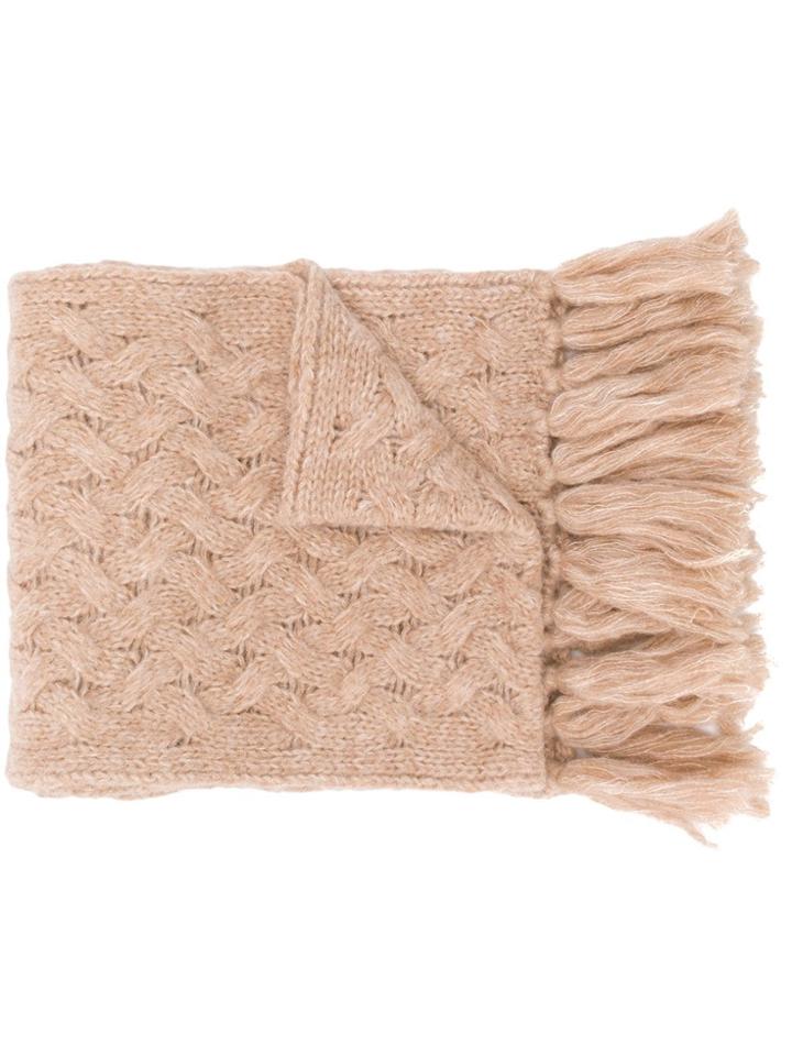Lardini Cable Knit Scarf - Nude & Neutrals