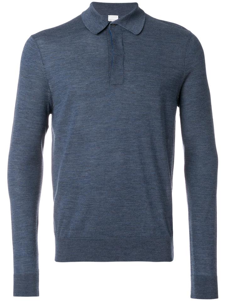 Paul Smith Long Sleeve Polo Shirt - Blue