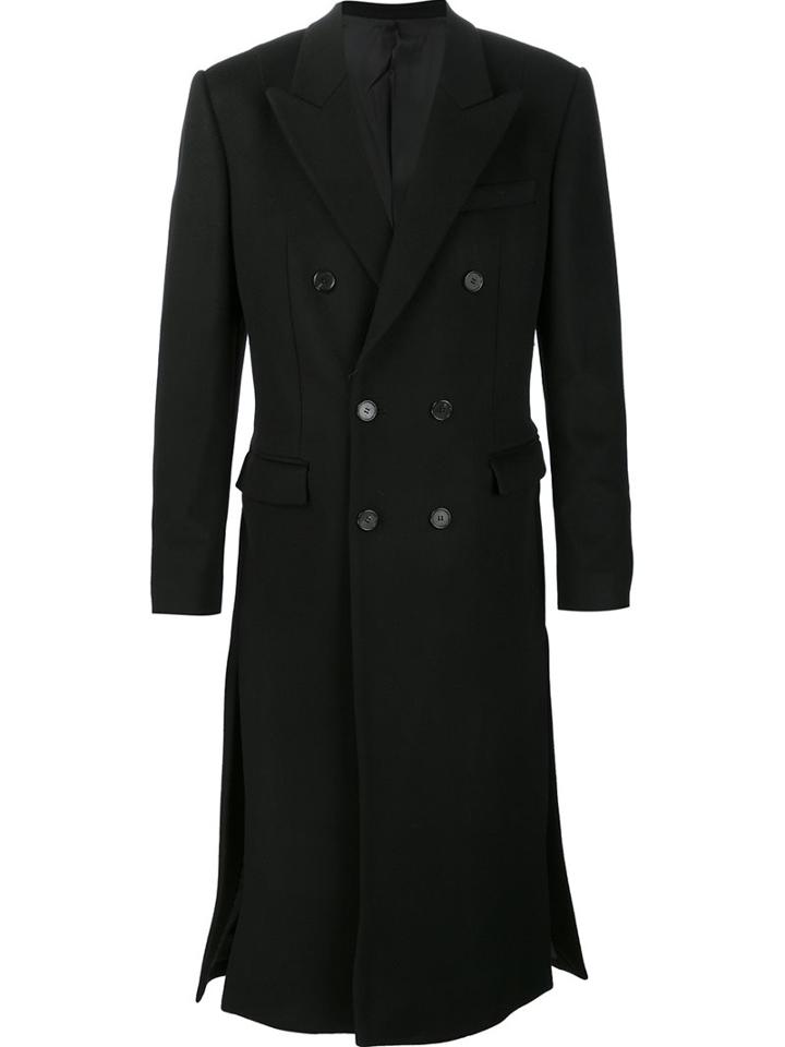 Juun.j Double Breasted Tailored Coat, Men's, Size: 48, Black, Polyester/rayon/wool
