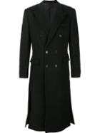 Juun.j Double Breasted Tailored Coat, Men's, Size: 48, Black, Polyester/rayon/wool