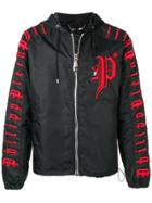 Philipp Plein Don't Leave Logo Embroidered Hooded Jacket - Black