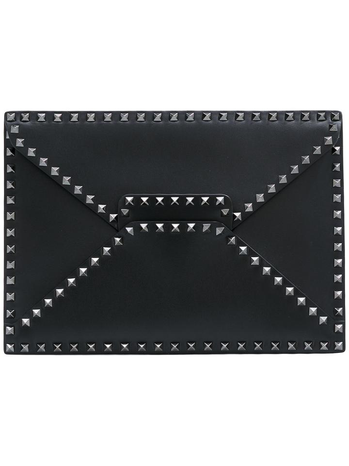 Valentino - Valentino Garavani Rockstud Clutch - Men - Calf Leather/metal - One Size, Black, Calf Leather/metal