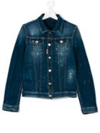 Dsquared2 Kids - Flap Pockets Denim Jacket - Kids - Cotton/spandex/elastane - 16 Yrs, Blue
