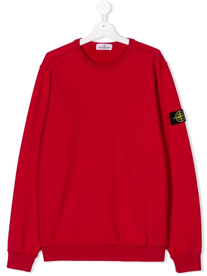 Stone Island Junior Teen Round Neck Sweatshirt - Red