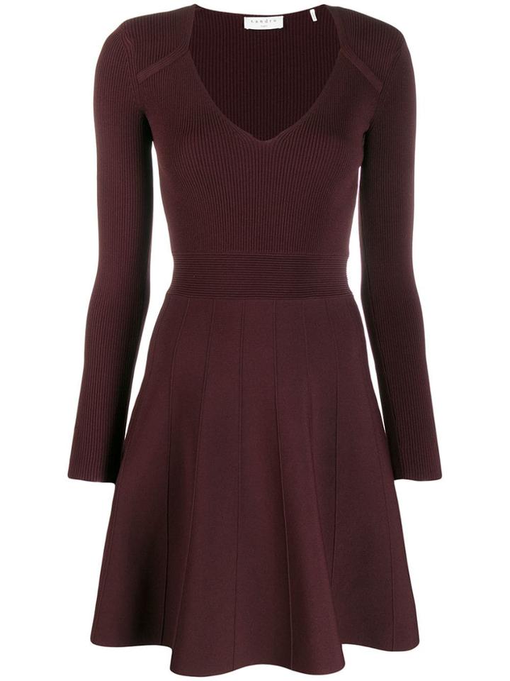 Sandro Paris Ribbed Design Dress - Brown