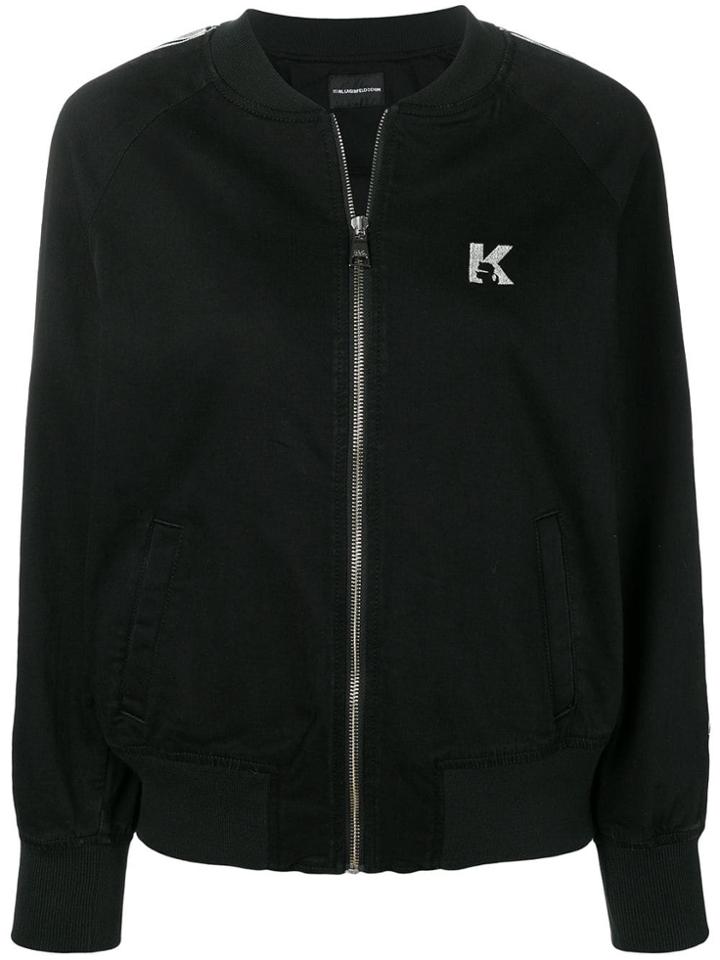 Karl Lagerfeld Sporty Bomber Logo Jacket - Black