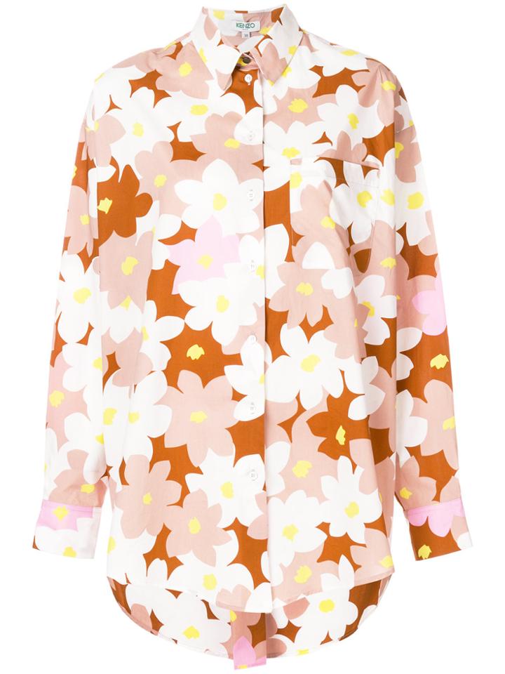 Kenzo Jackie Flowers Oversized Shirt - White