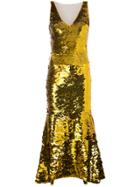 Oscar De La Renta Sequinned Gown - Metallic