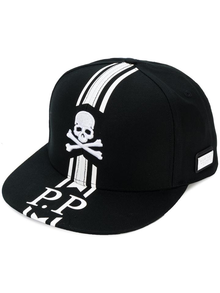 Philipp Plein Skull And Stripe Baseball Cap - Black