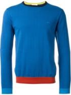 Sun 68 Cuff And Neck Trim Detail Giro Jumper, Men's, Size: Xxl, Blue, Cotton
